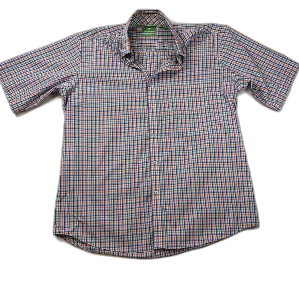 Forsyth of Canada Men's Large Plaid Cotton Short Sleeve Non-Iron Button-Up
